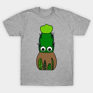 Cute Cactus Design #238: Hybrid Cactus In Leafy Pot T-Shirt